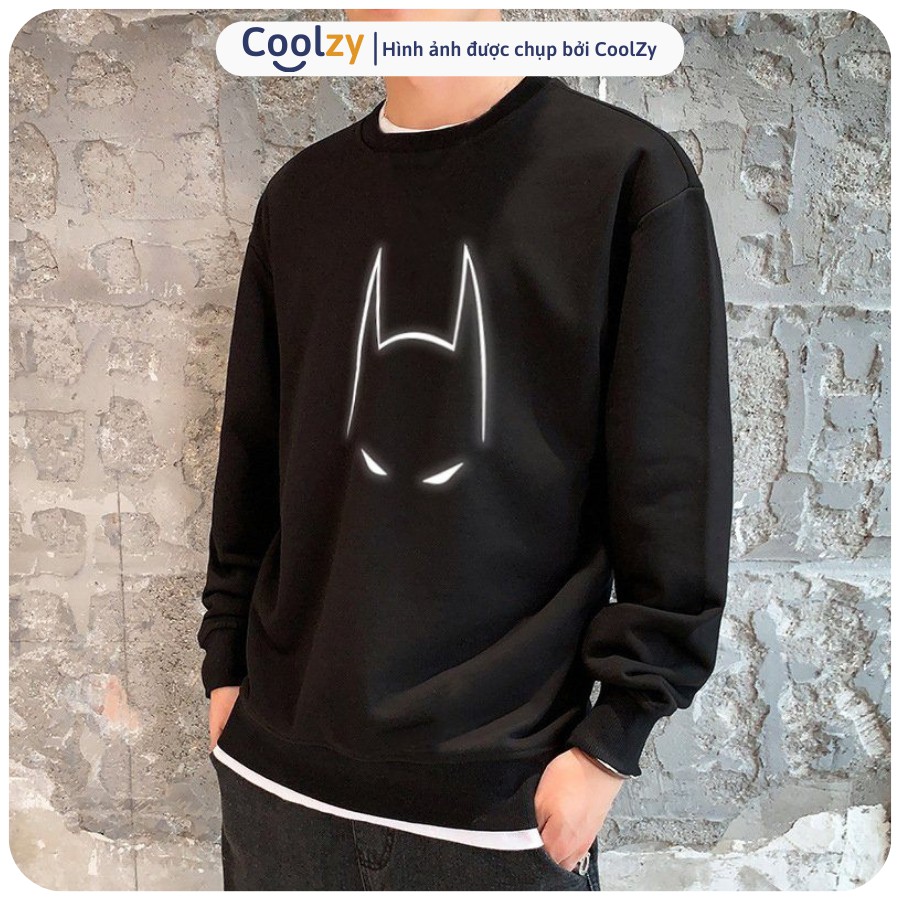 [Mã FAMARAL2 giảm 10K đơn 50K]Áo Sweater  Áo Sweater form rộng in BatMan Phản Quang | CoolZy