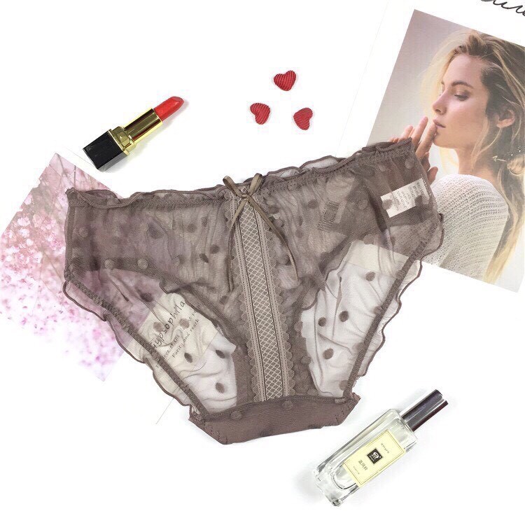 Quần lót ren tàng hình Midori dễ thương, Quần lót nữ tiết chấm bi kháng khuẩn gơi cảm R453