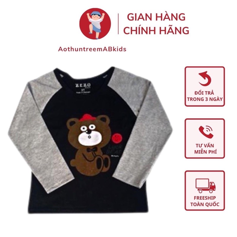 Áo Thun bé trai Dài tay in hình gấu dễ thương cho bé từ 10 đến 30kg