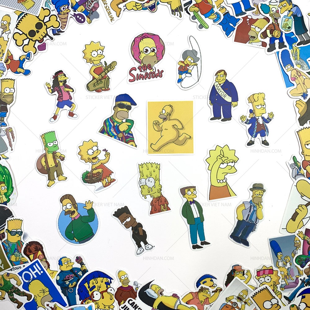 Sticker SIMPSON - THE SIMPSONS decal hình dán chống nước trang trí xe, laptop, nón bảo hiểm, đàn guitar, vali