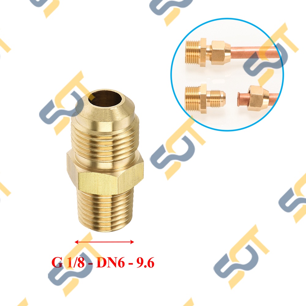 [HÀN ỐNG ĐỒNG] Ren ngoài G1/8 (9.6) nối côn lồi cho điện lạnh & khí nén (Brass Flare Male Connector)- Rắc co & Thẳng NPT