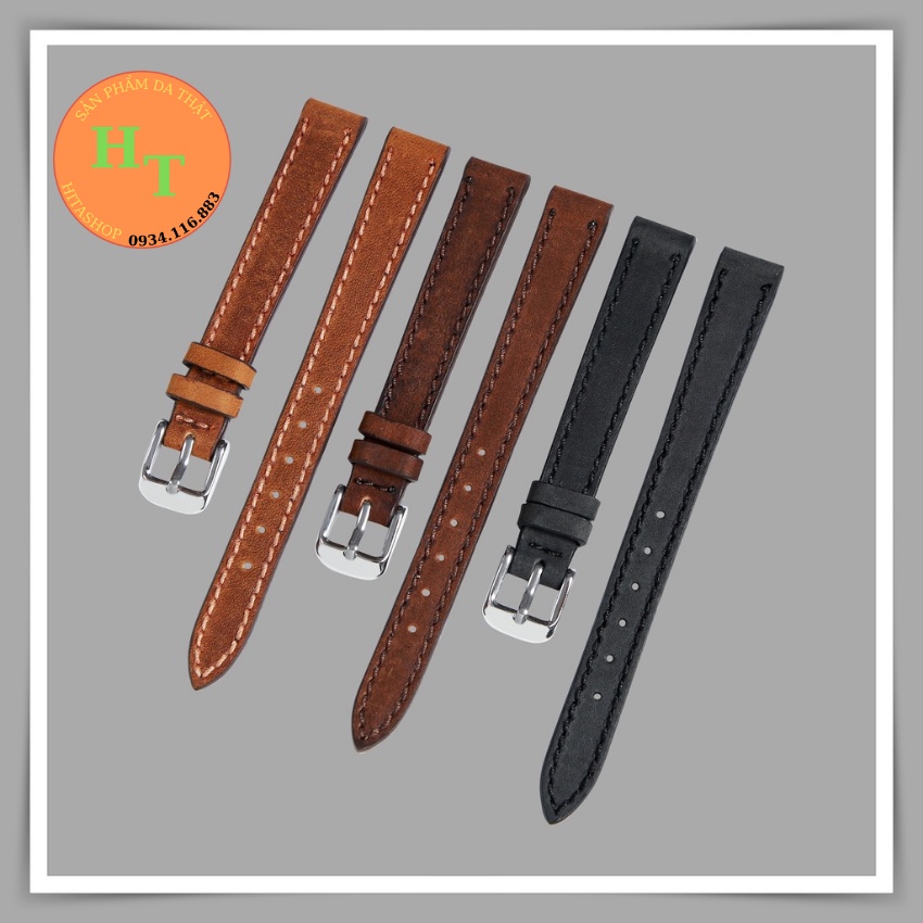 Dây đồng hồ nữ da bò sáp - Đủ size 12/14/16/18/20/22/24 - Thương hiệu uy tín Himashop Leather DDH-SAP