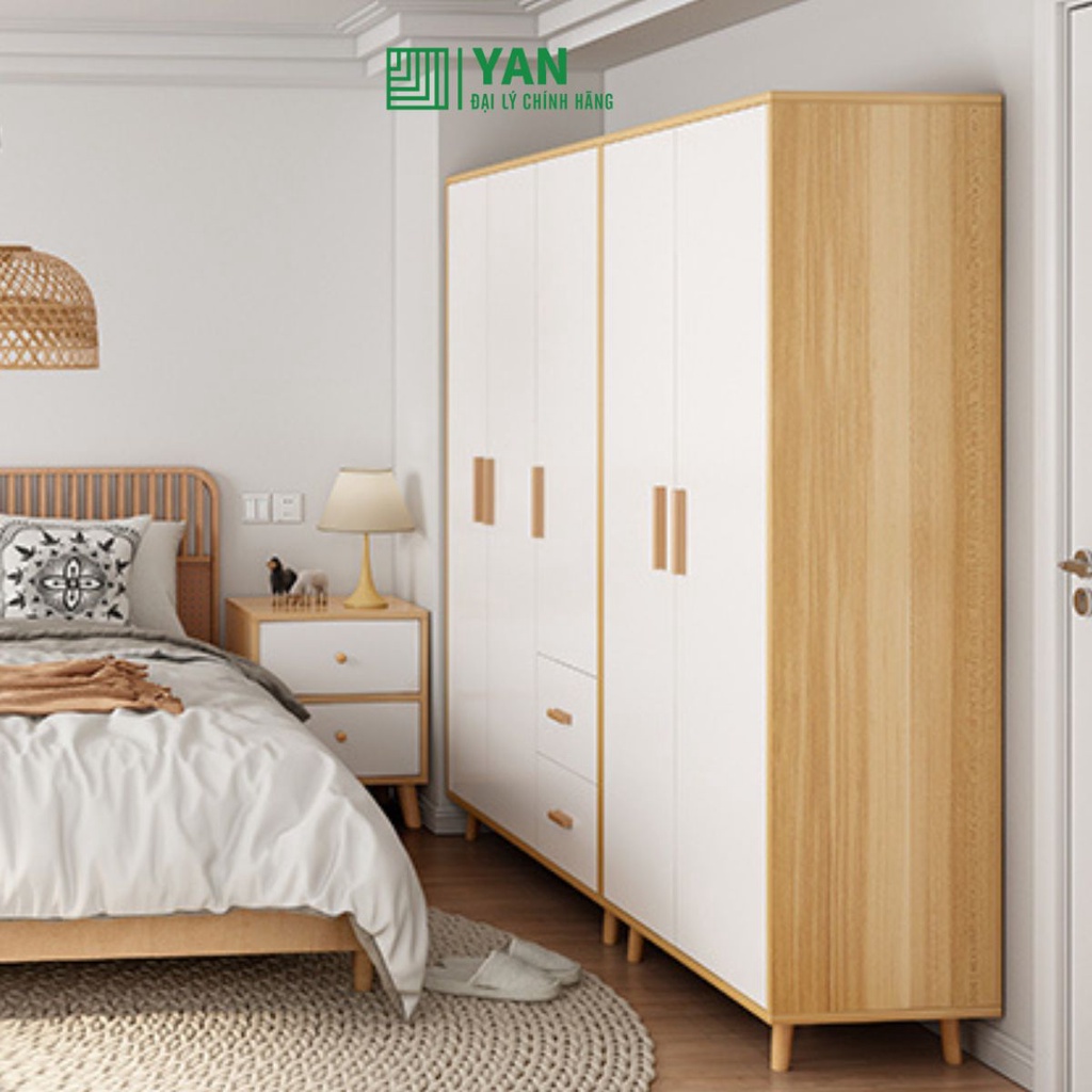 Tủ quần áo gỗ 2 cánh kết hợp treo và ngăn tiện lợi, tủ quần áo iga shelf - gp129