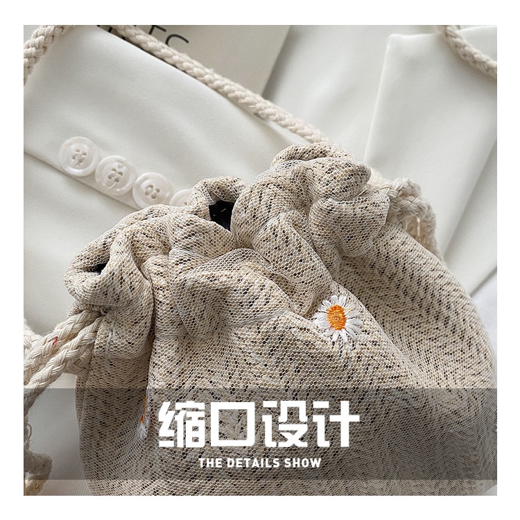 Túi Cói Đeo Chéo Phối Ren Thời Trang Cho Nữ