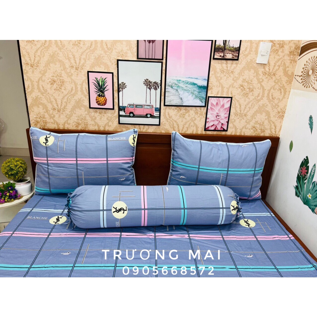 Bộ ga gối coton thắng lợi dày mát thấm hút tốt 4 món không kèm mền.