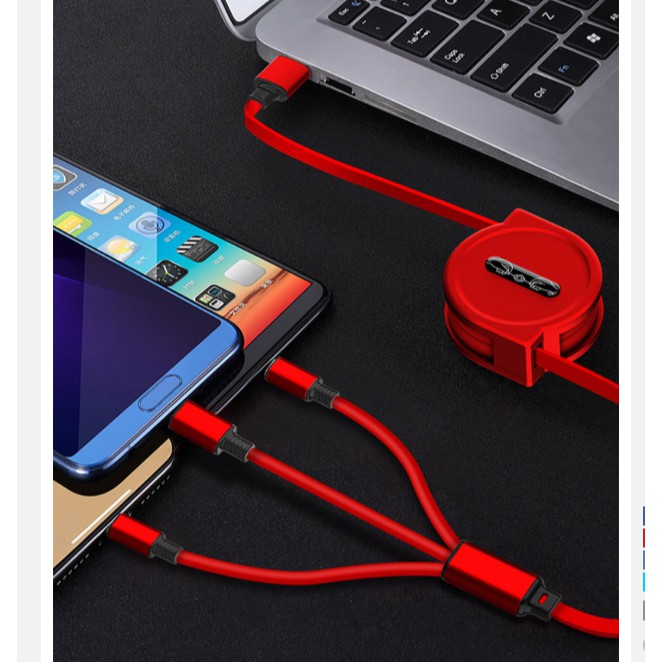 Cáp sạc di động 3 trong 1 USB 1,2M Cáp sạc nhanh 3A dành cho iPhone Samsung Micro USB Loại C