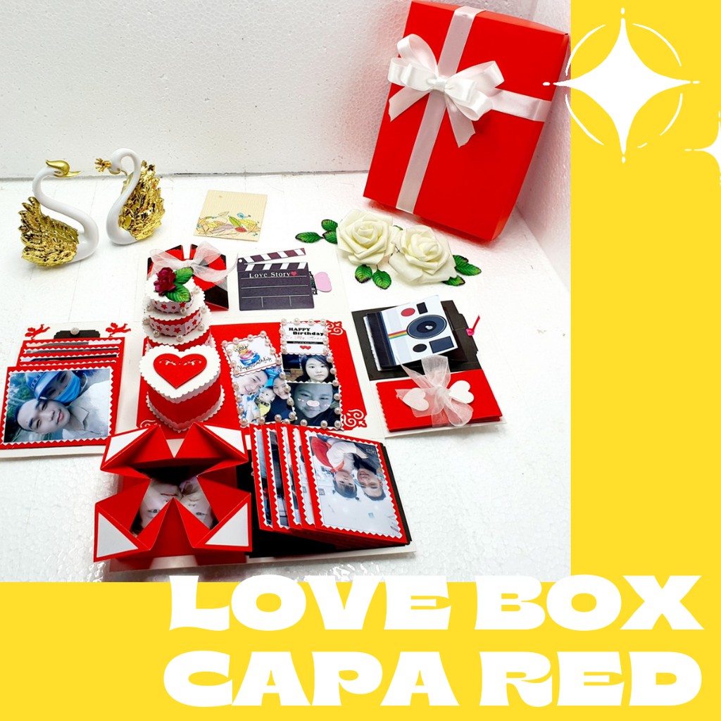 Hộp Quà To - LOVE BOX CAPA RED (21.5x14.5x10.5cm) 100% Handmade