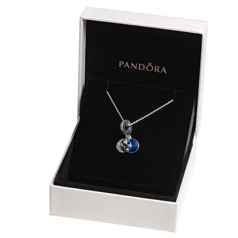 Vòng cổ Mạ Bạc 925 Mặt Hình Trăng Và Sao Đính Đá Zircon Pandora