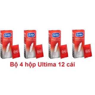 BỘ 4 HỘP BAO CAO SU DUREX ULTIMA 12 CÁI  SIÊU MỎNG - 4 hộp 48 cái - TẶNG 3 CÁI CÙNG LOẠI