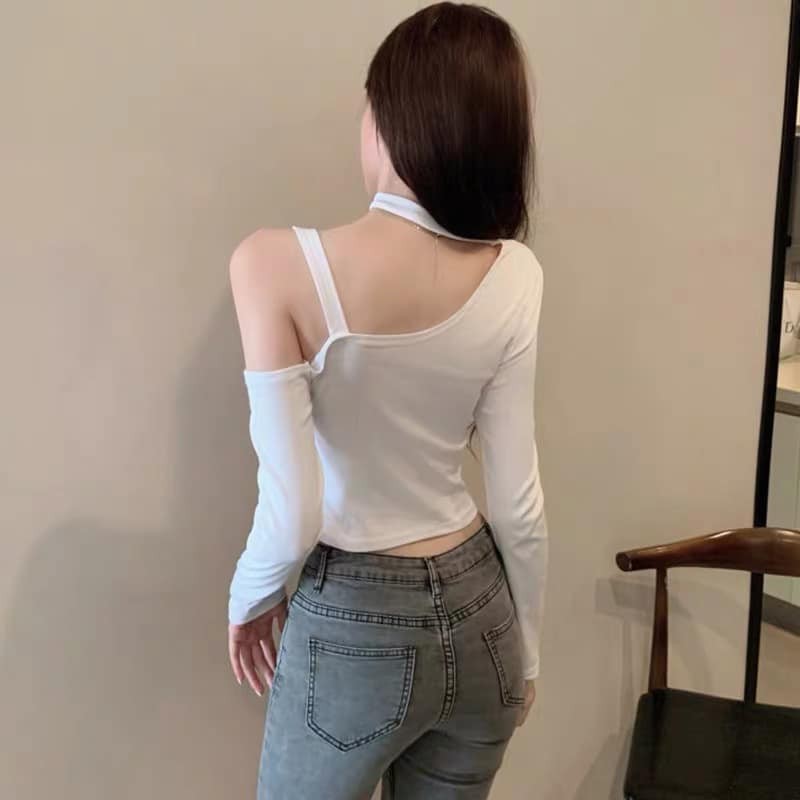 Aó Thun Dài Tay, Trễ Vai Chất Cotton Đẹp
