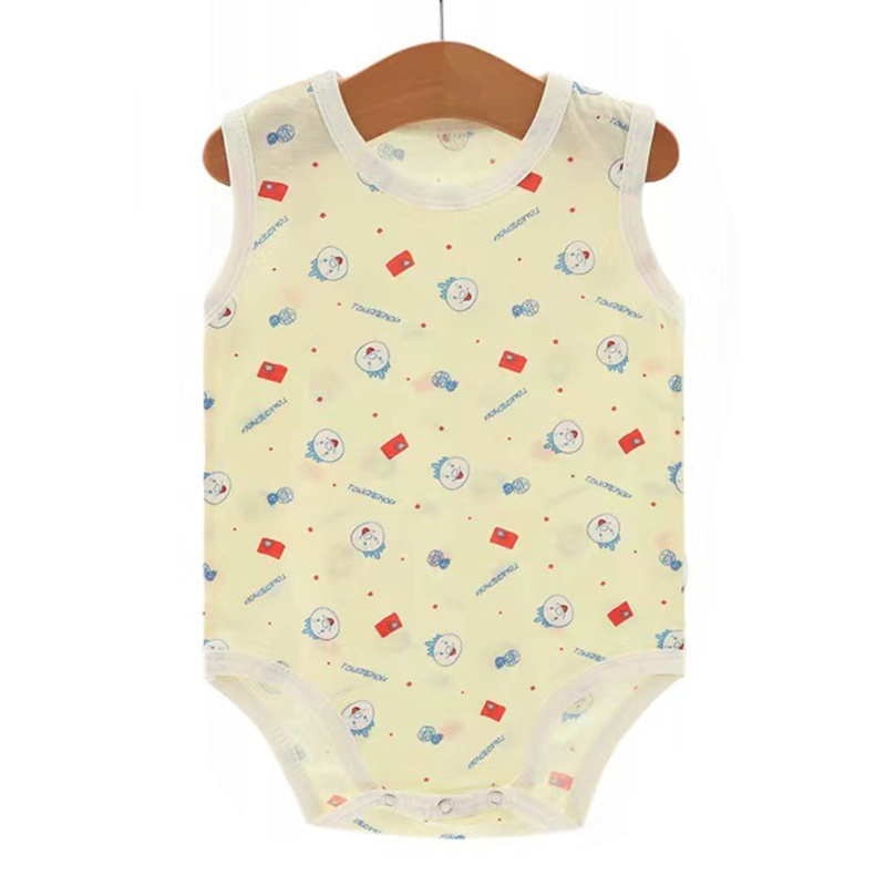 Bộ Áo Liền Quần Cotton Không Tay In Hoạt Hình Dành Cho Bé Sơ Sinh