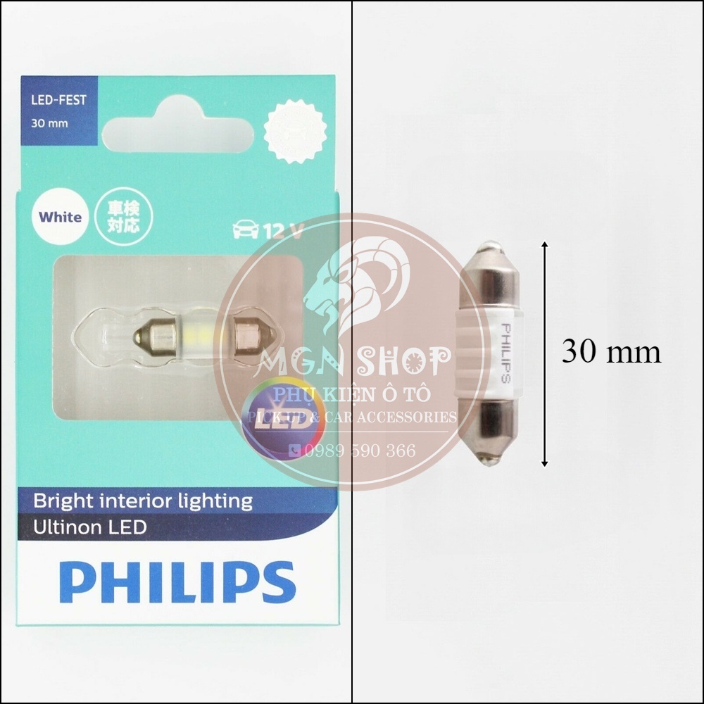 Đèn [Philips Ultinon Essential LED] [6000K] [Festoon 30mm 38mm 43mm] [01 bóng/bộ] dành cho ô tô 6000K