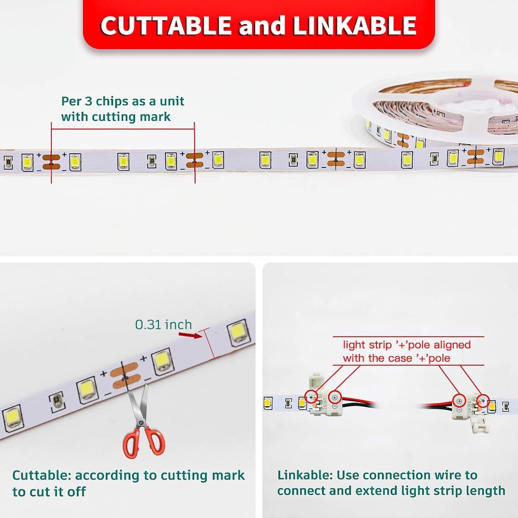 Dây đèn LED 60 bóng 2835 USB 5V SMD2835 chiều dài 1M/2M/3M/4M/5M mềm dẻo dùng trang trí nhà cửa/ phông nền TV DIY