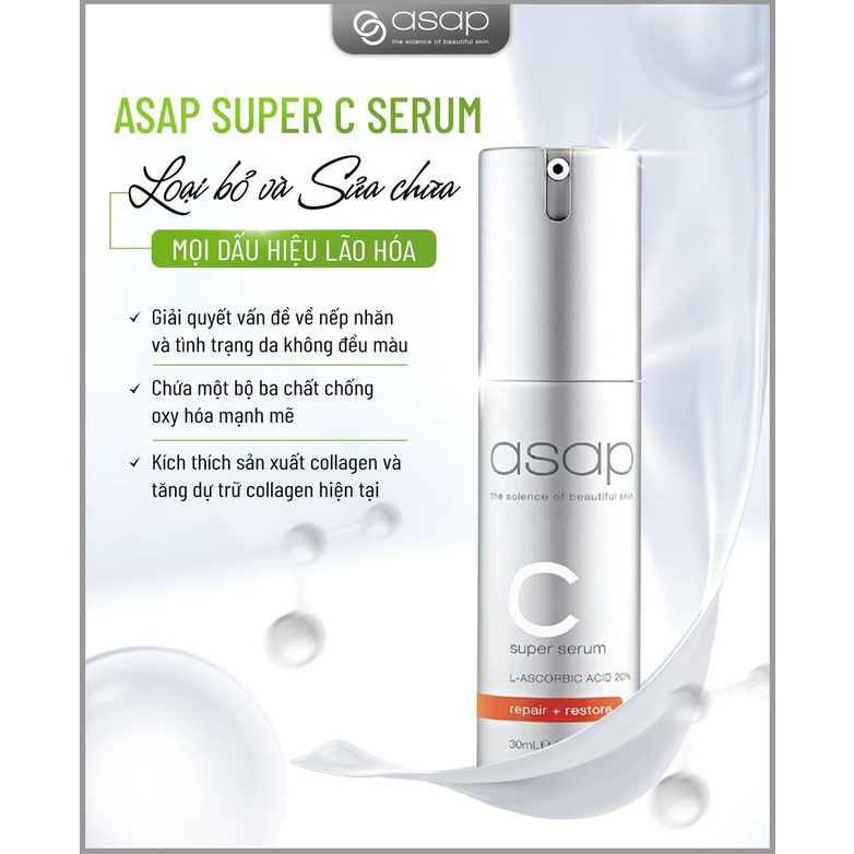Tinh Chất Dưỡng Trắng Sáng Da Vitamin C Asap Super C Complex Serum Mờ Thâm Tăng Collagen Chống Lão Hoá