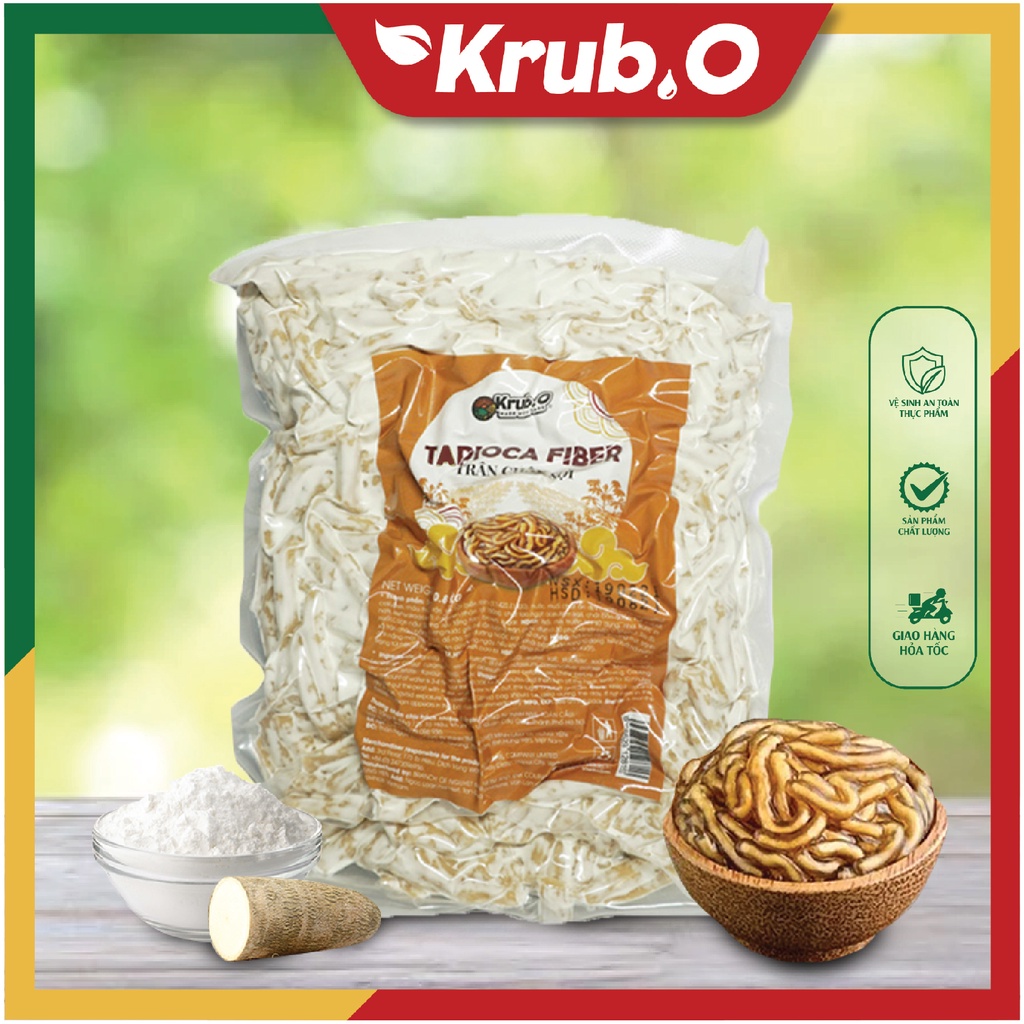 Trân châu sợi KRUBO - Topping thơm ngon siêu sạch đậm vị túi 800g - Trân châu sợi vàng đẹp, dai dẻo