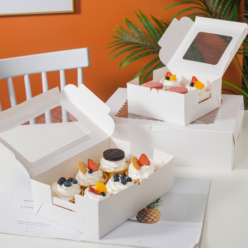 Hộp cup cake trắng dạng 12 ô bánh, 6 ô bánh , 4  ô bánh