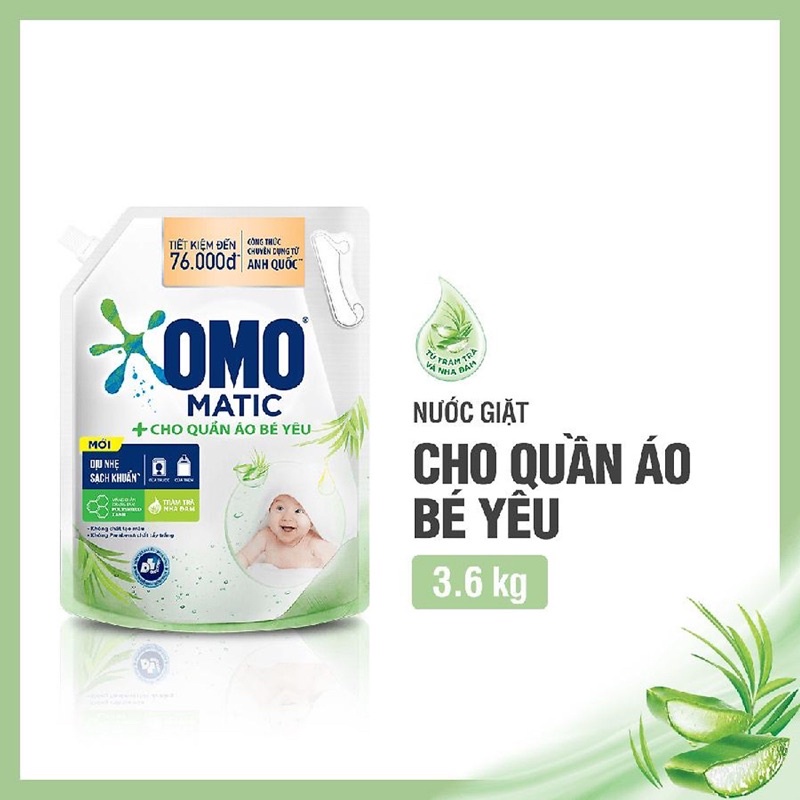 NƯỚC GIẶT OMO MATIC TRÀM TRÀ NHA ĐAM 2,9KG CHO QUẦN ÁO BÉ YÊU