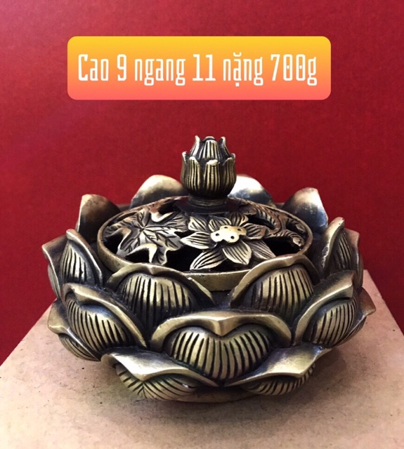 Lư xông trầm sen đốt trầm bằng đồng