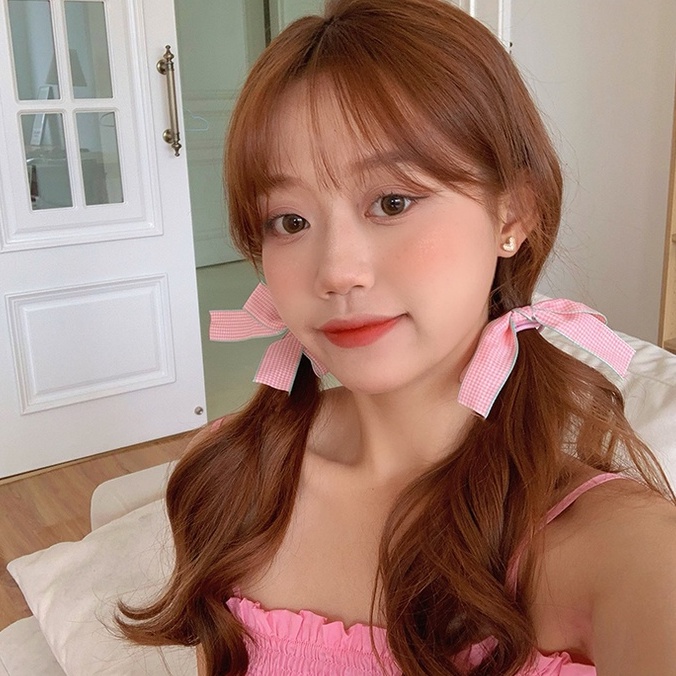 Cột Tóc Buộc Tóc Nơ Caro Màu Pastel LIN