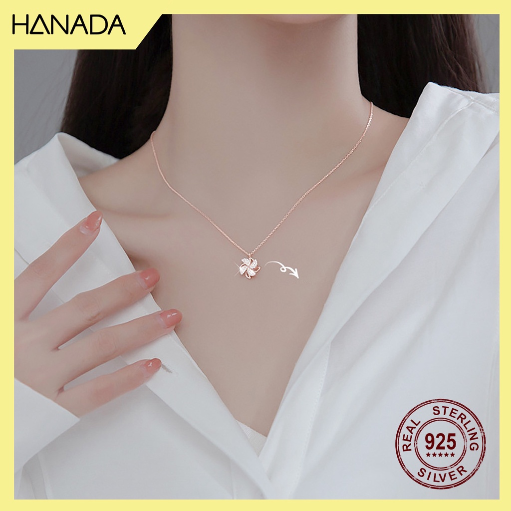 Dây Chuyền Bạc 925 Hanada Cối Xoay Gió Đính Đá Sáng Lấp Lánh Đi Tiệc 0789 G10