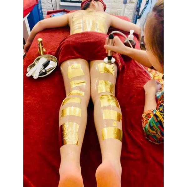 Hộp 100 vàng lá 24k GOLD , lá to 9x9cm