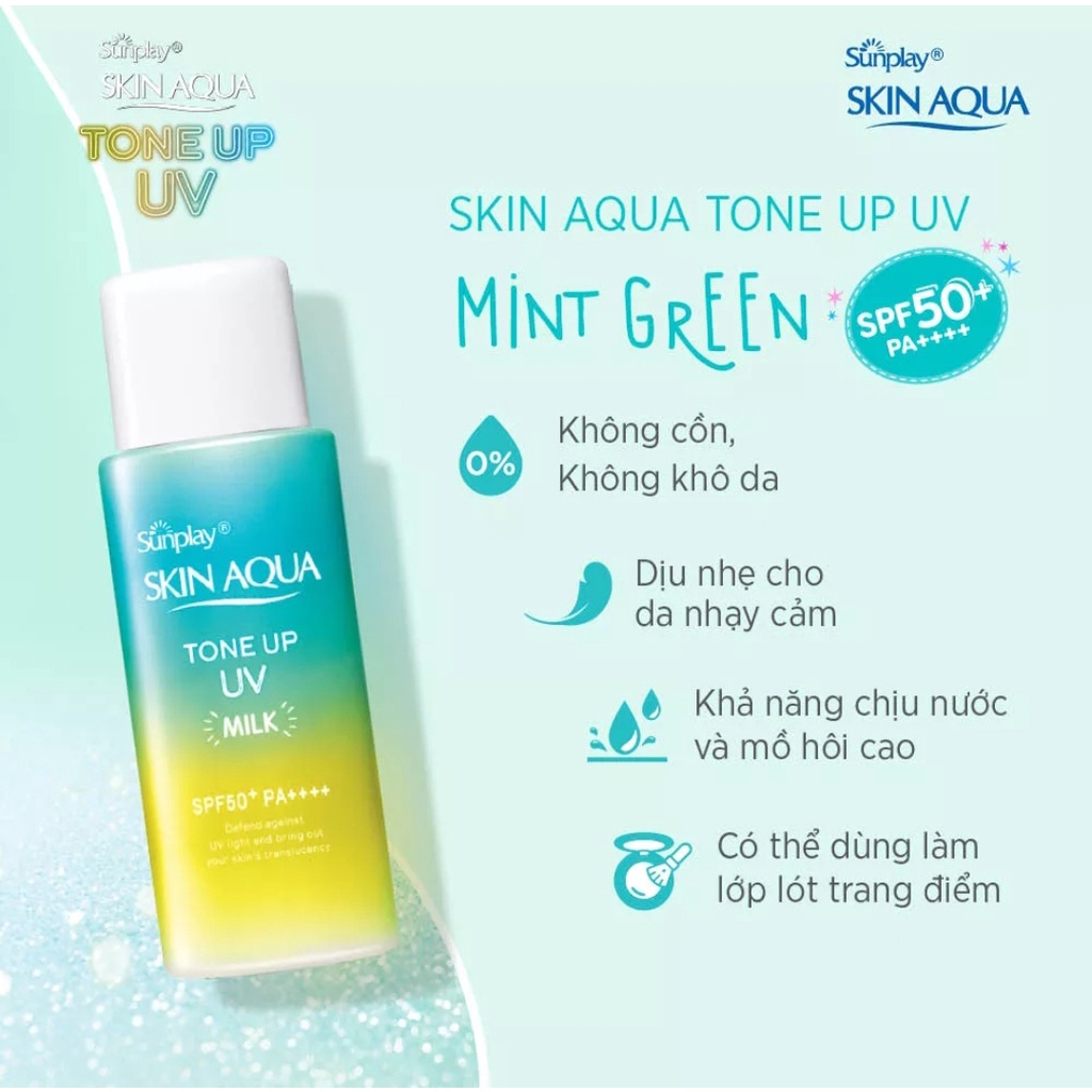 Sữa Chống Nắng Sunplay  Skin Aqua Tone Up UV Milk SPF50+ PA++++ Hiệu Chỉnh Sắc Da Trung Hòa Khuyết Điểm 50g