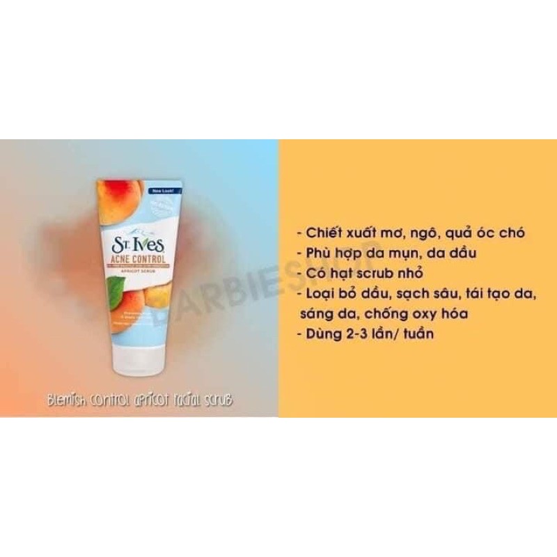 sữa rửa mặt St.lves chiết suất mơ ngô quả óc chó loại bỏ dầu, tái tạo da