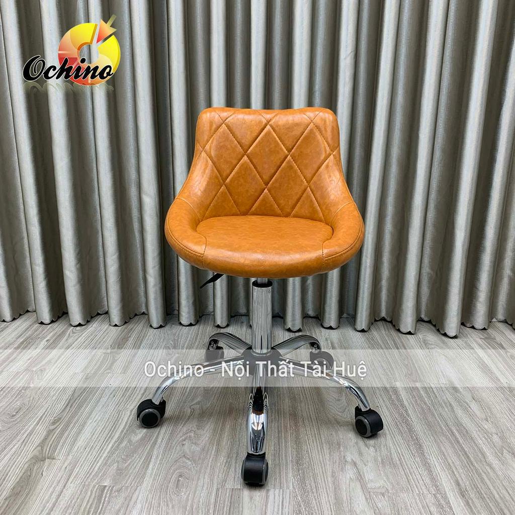 Ghế Makeup Chân Bánh Xe Nhện Bạc Mẫu Nỉ Da Bền Đẹp (Hàng Sẵn)