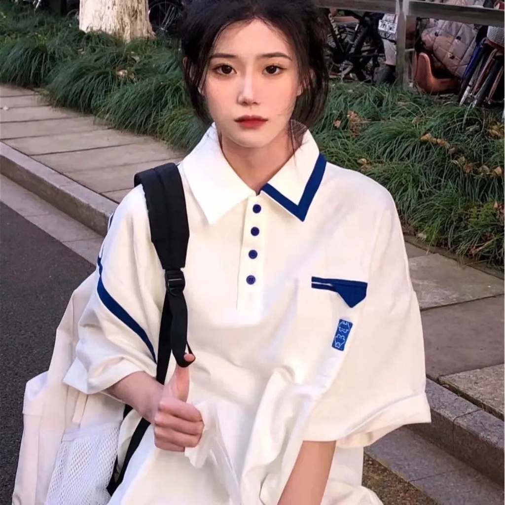 Áo Thun Polo Ngắn Tay Dáng Rộng Thời Trang Mùa Hè Dành Cho Nữ