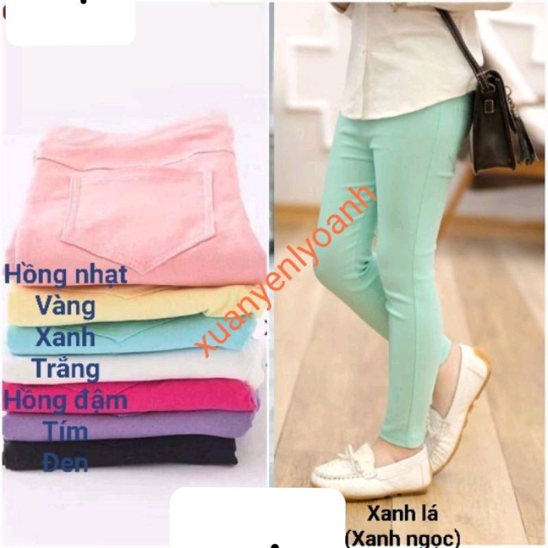 ( bổ sung lô mới liên tục)Quần dài kaki thun legging trơn bé gái size 12-31kg
