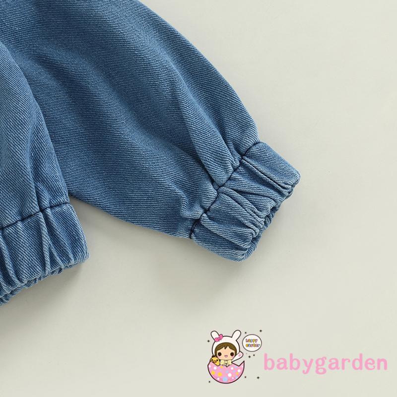 Áo Khoác Jean Có Nón Tay Dài Cài Nút Màu Trơn Thời Trang Thu Đông Dành Cho Bé Gái 1-6 Tuổi
