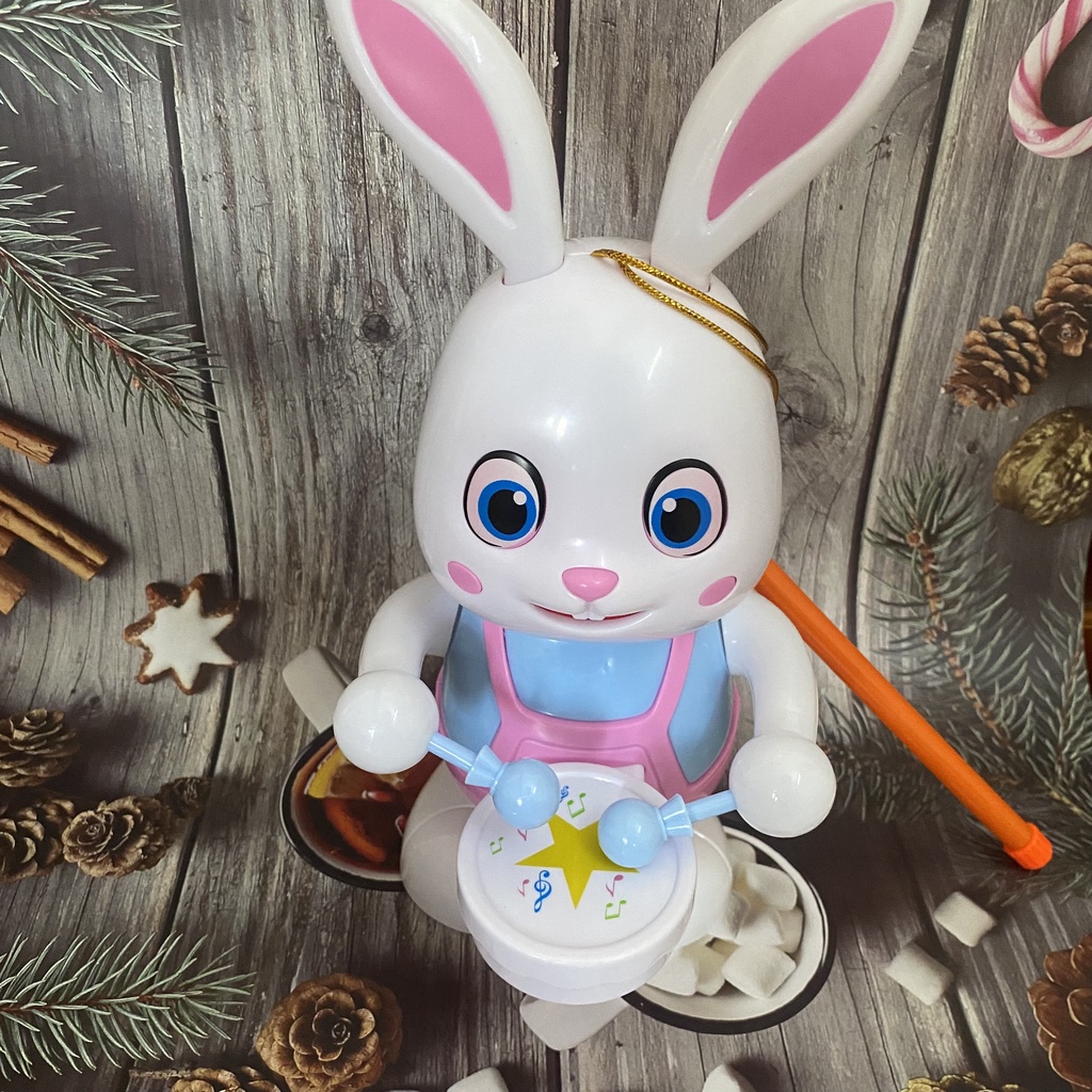 Đèn lồng Trung Thu con Thỏ con Hổ gõ trống nhảy múa vui nhộn theo nhạc Bunny dance cho bé - Tặng Kèm PIN