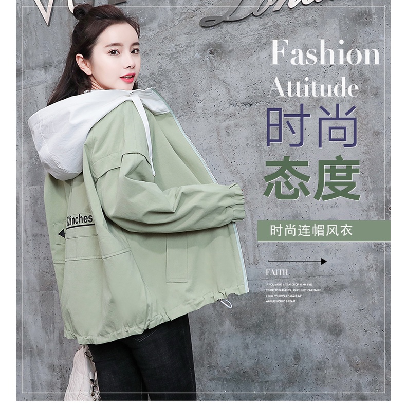 Áo Khoác Bóng Chày Có Mũ Trùm Dáng Rộng Phong Cách Hàn Quốc Thời Trang Xuân Thu Cho Nữ