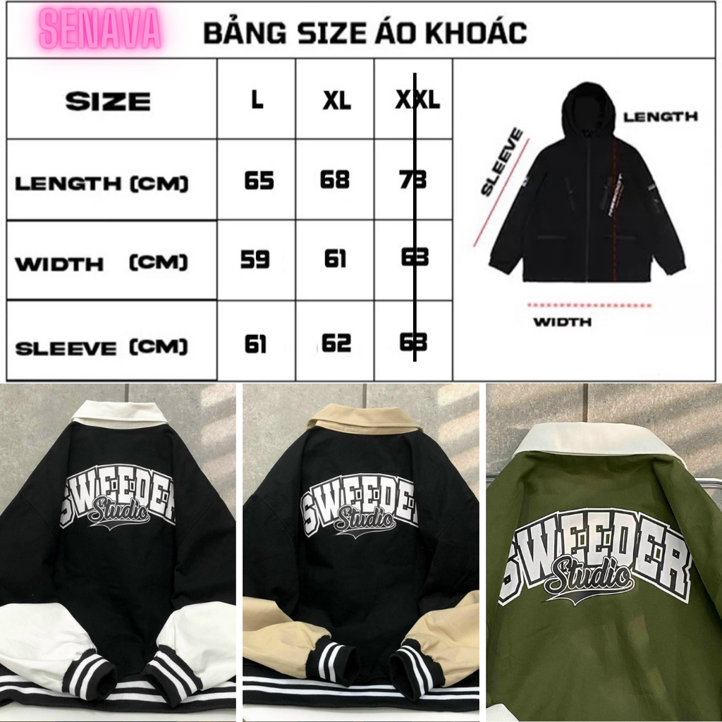 Áo khoác dù nữ nam SWEEDER cardigan phối nút, Áo khoác gió Jacket 2 lớp SENAVA AK63