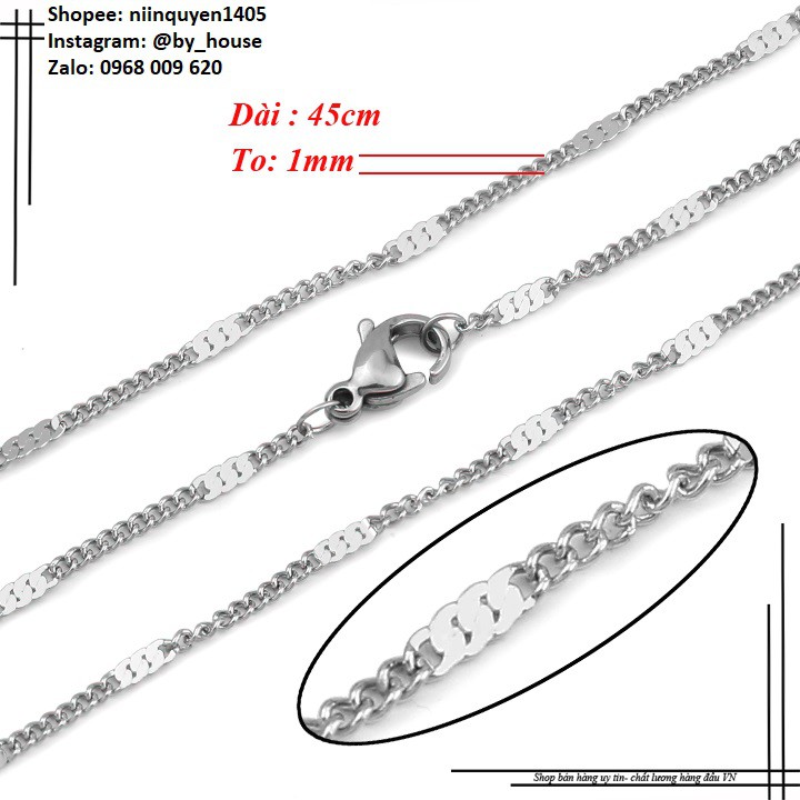 Dây chuyền inox nữ trơn xích cách điệu không gỉ