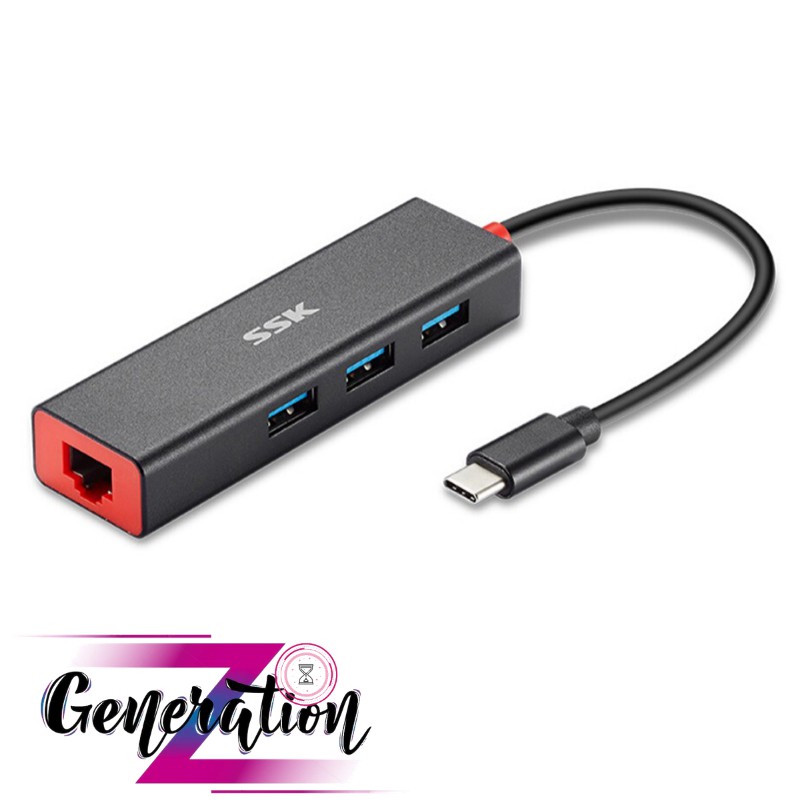 BỘ CHUYỂN TYPE-C RA 3 USB 3.0 + LAN SSK (SHU-C540) - HUB TYPE-C TO 3 PORT USB 3.0 + LAN SSK (SHU-C540)