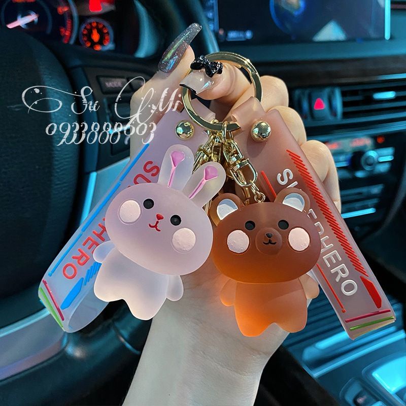 Móc khóa hoạt hình siêu dễ thương.Móc khóa thỏ, ếch, gấu , vịt trang trí ba lô, túi sách..