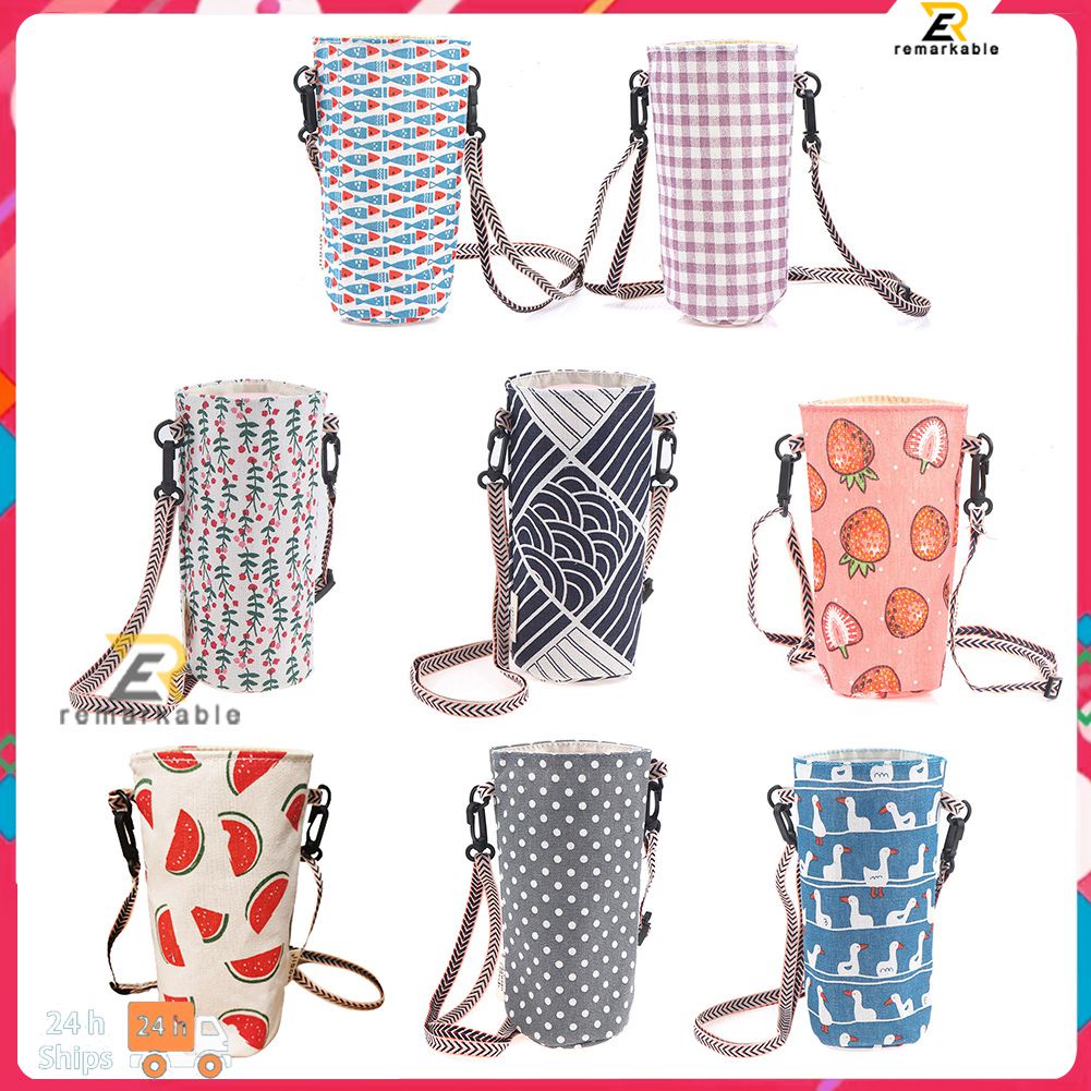 Sẵn Sàng Cổ Túi Bảo Quản Cotton Và Vải Lanh Vải Cốc Nước Túi Đơn Giản Di Động Dây Sứ Giả Bộ Đựng Sữa Trà giá Đỡ