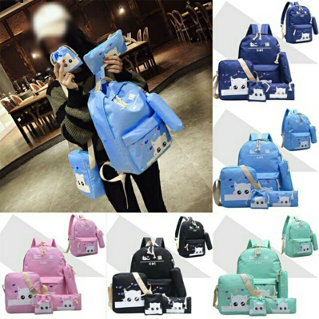 (HOT SẬP SÀN) Set bộ 5 combo balo đi học balo teen nữ balo thời trang balo vải balo teen balo laptop balo giá rẻ