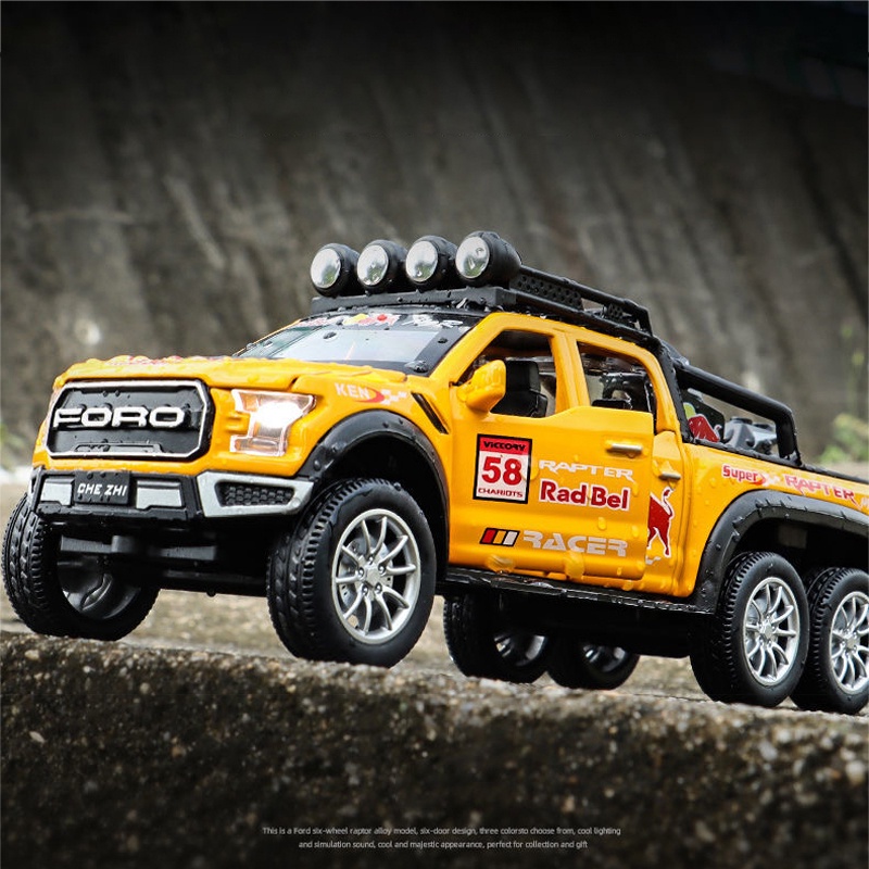 Mô Hình Xe Hơi Ford Raptor Bằng Hợp Kim Tỉ Lệ 1: 28 Có Đèn Và Nhạc