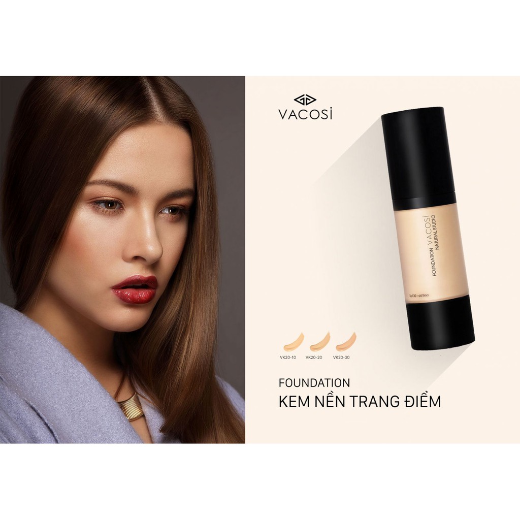 VACOSI NATURAL STUDIO OIL - FREE FOUNDATION KEM NỀN KỀM DẦU MỊN DA