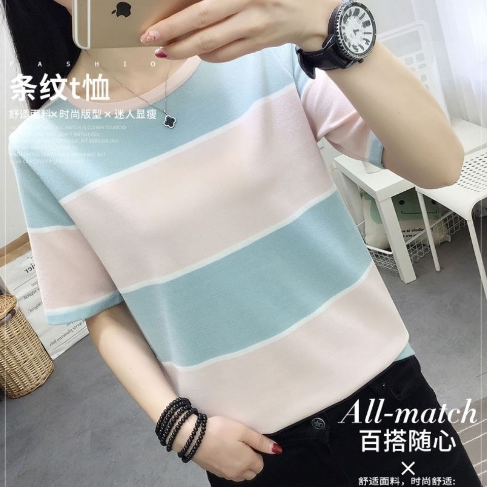 Áo thun tay ngắn cổ tròn kích thước rộng dành cho phụ nữ trung niên