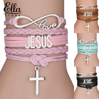 Vòng đeo tay nhiều lớp mặt chữ thập " LOVE JESUS "