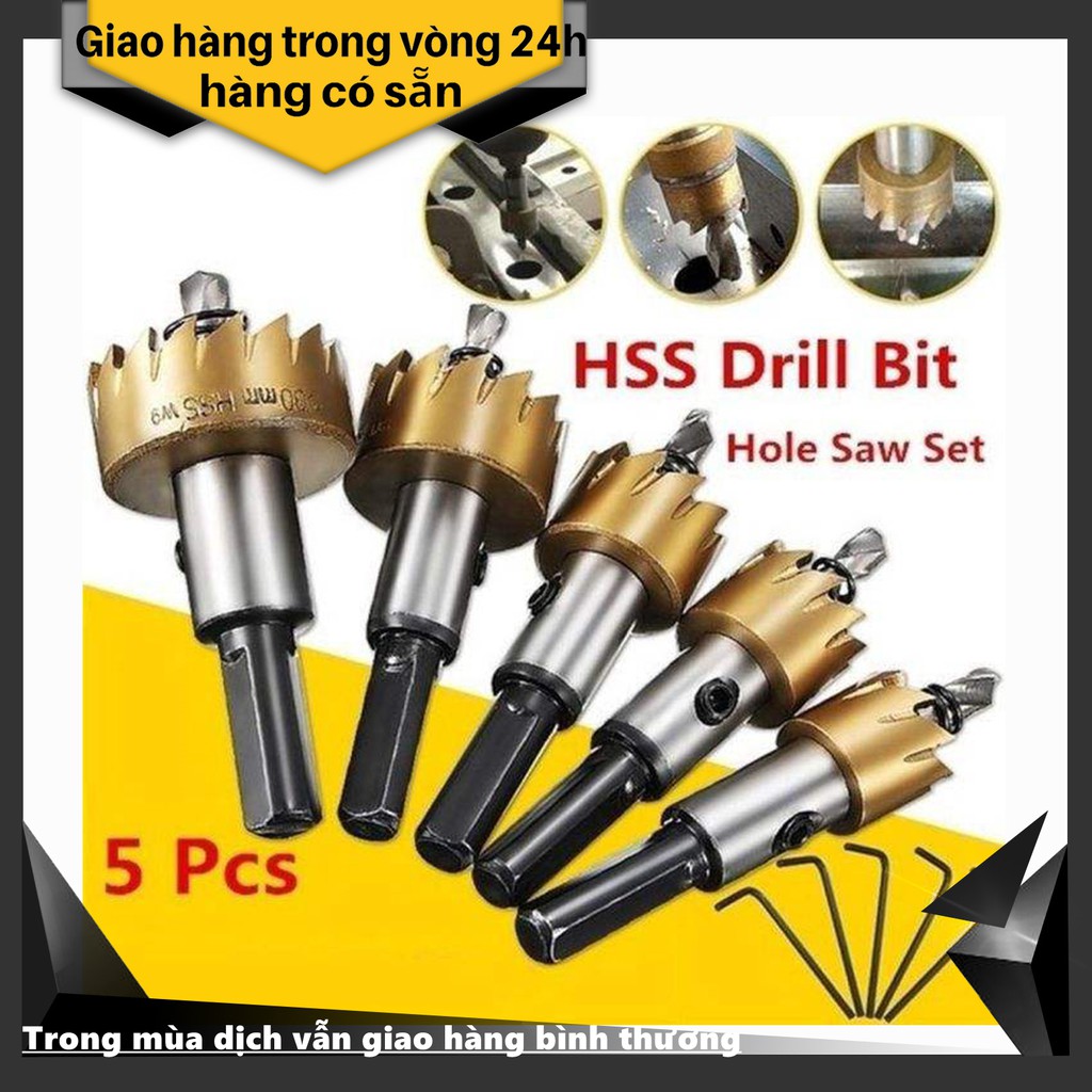 (Bộ 5 món)Mũi khoét lỗ tròn đường kính từ 16mm đến 30mm khoét sắt ,hợp kim,tôn ,nhôm