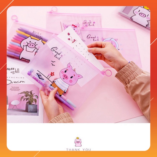 [Hàng xịn] Túi zip đựng mỹ phẩm , dụng cụ học sinh hình heo hồng sành điệu VPP153SP1 | BigBuy360 - bigbuy360.vn