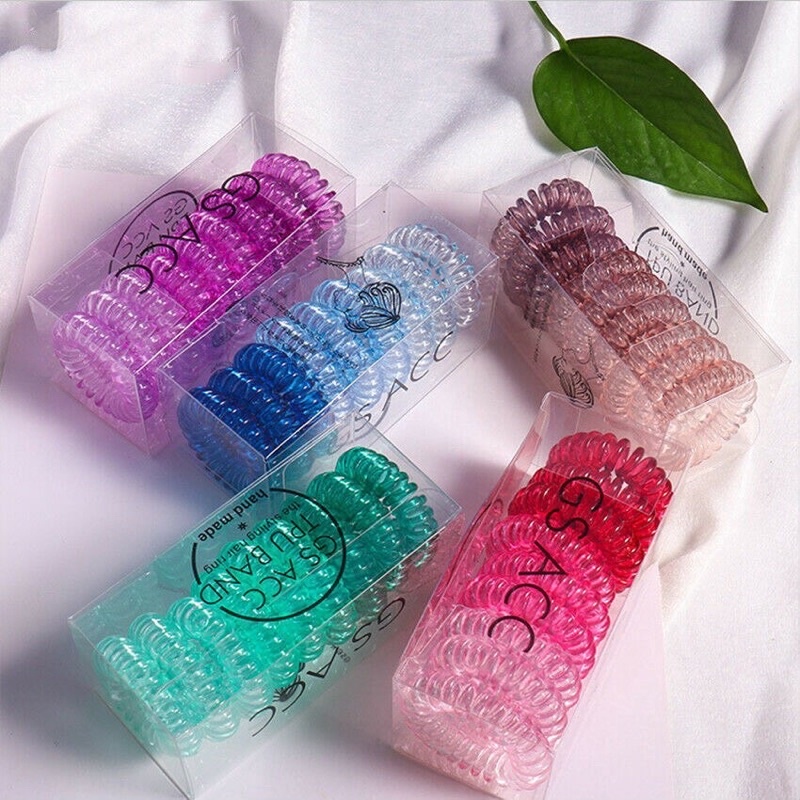 SET BUỘC TÓC LÒ XO MÀU TRONG