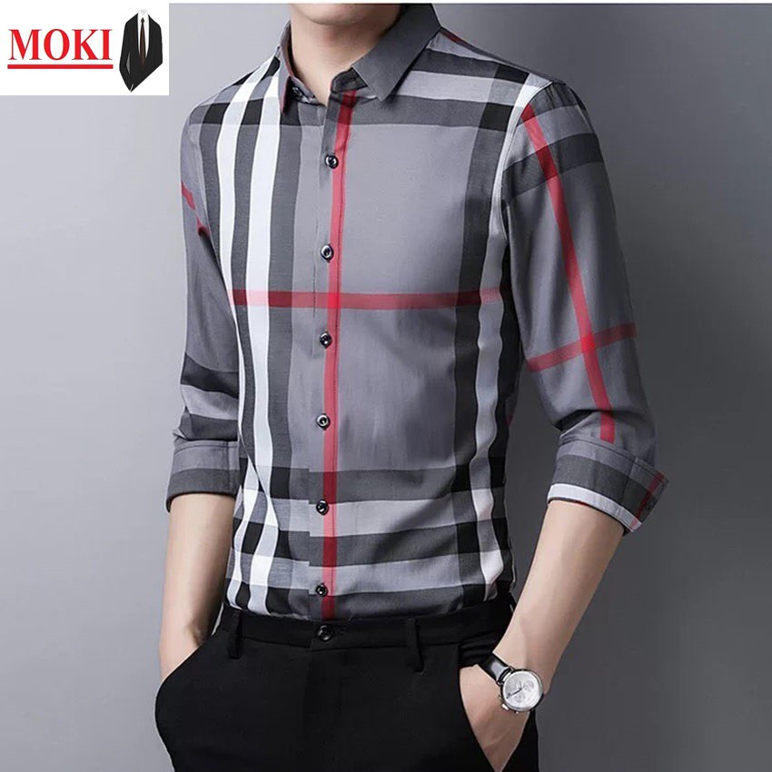 Áo sơ mi kẻ sọc thời trang nam MOKI,áo sơ mi nam cao cấp phong cách nam tính lịch lãm | BigBuy360 - bigbuy360.vn
