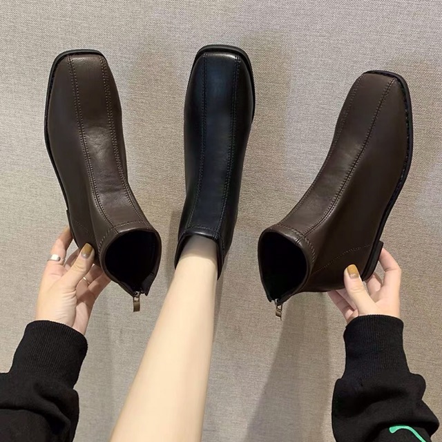 Bốt Nữ Cổ Thấp,Boots Da Mềm Kéo Khóa Sau Kiểu Dáng Hàn Quốc GB04 | BigBuy360 - bigbuy360.vn