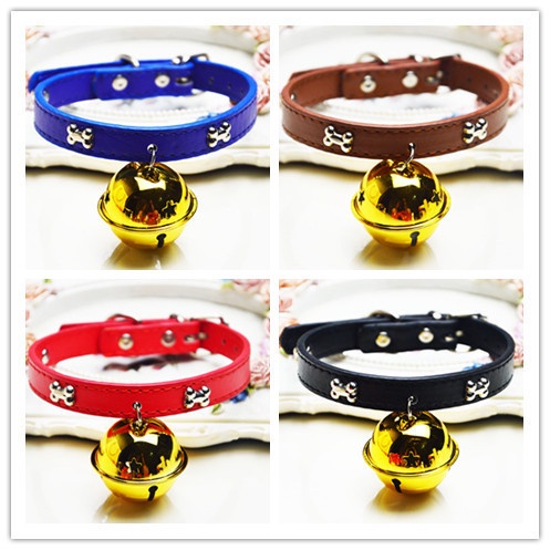 Vòng cổ cho chó mèo,cho mèo chó con to lớn nhỏ có chuông to dây da họa tiết xương cá giá rẻ nhất CANDYPETS