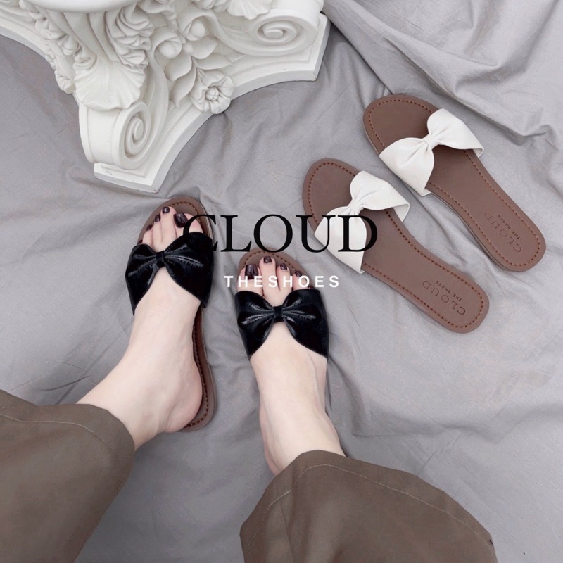 Dép nơ lutin mũi tròn dáng bệt